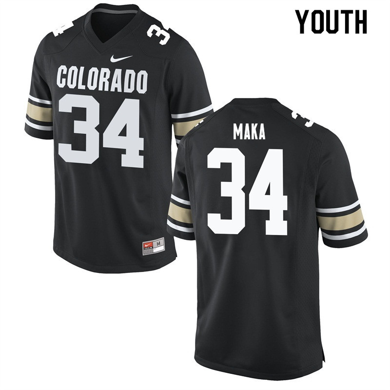 Youth #34 Pookie Maka Colorado Buffaloes College Football Jerseys Sale-Home Black - Click Image to Close